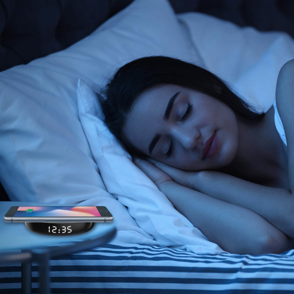 Socle de charge sans fil certifié Qi CobaltX avec horloge numérique