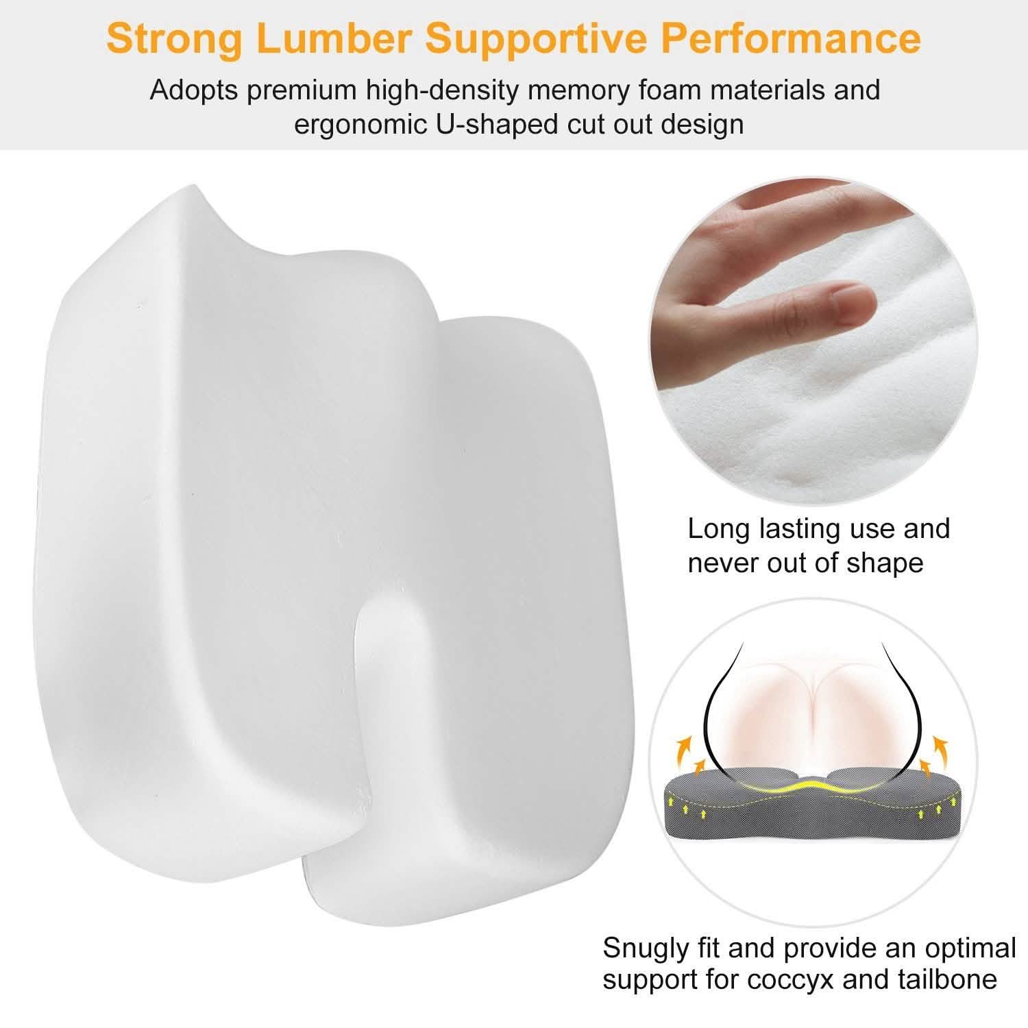 Coussin d'assise orthopédique en mousse à mémoire de forme pour coccyx