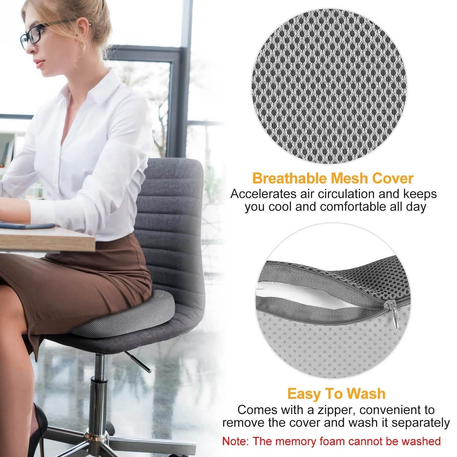 Coussin d'assise orthopédique en mousse à mémoire de forme pour coccyx