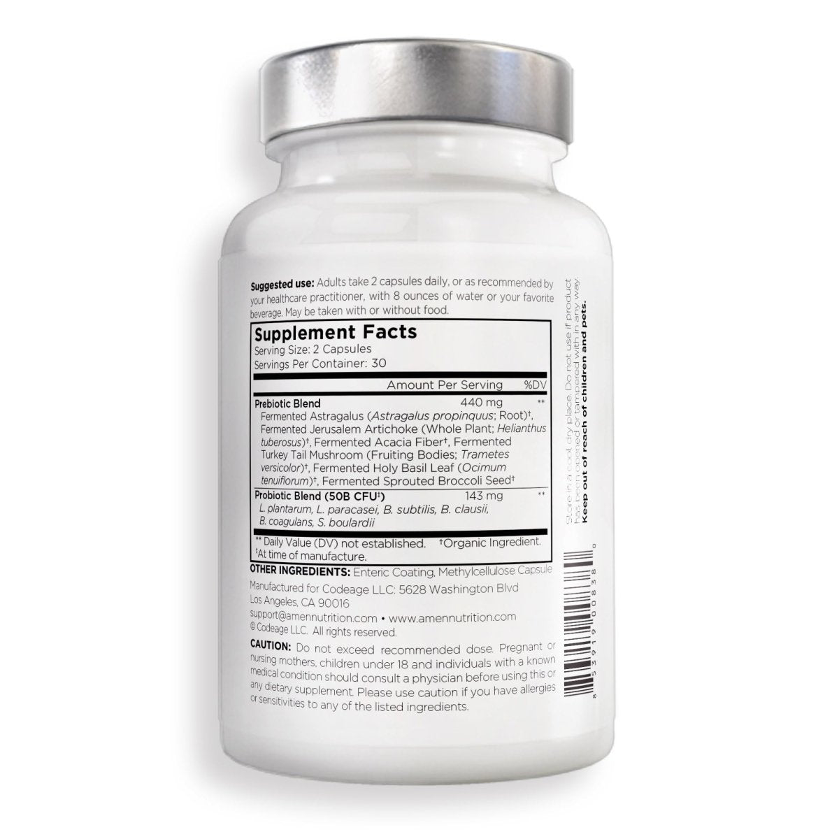 Codeage - Amen SBO Probiotique avec Prébiotiques - 60 Gélule(s) Végétale(s)