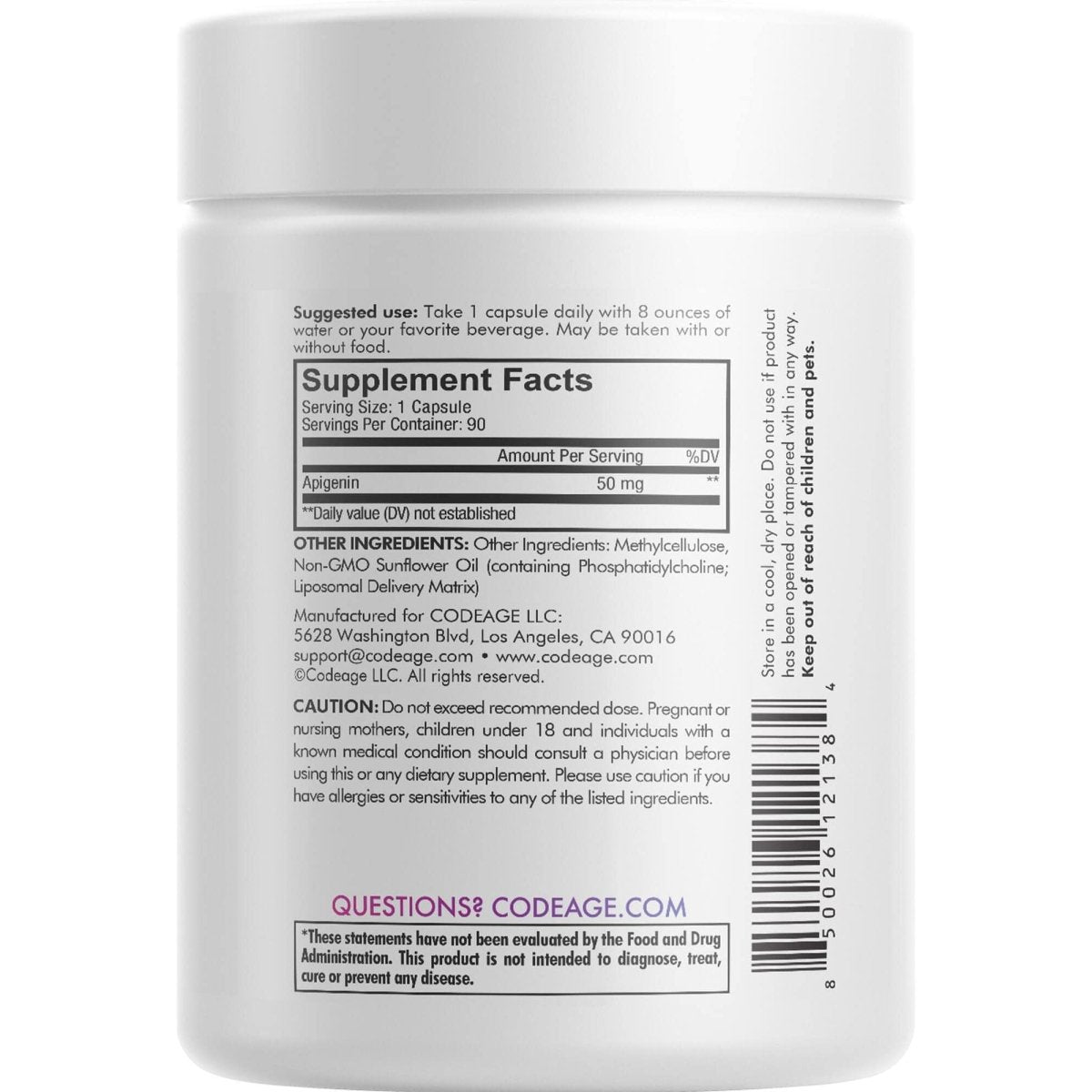 Codeage - Apigénine Liposomale 50 mg - 90 Gélules