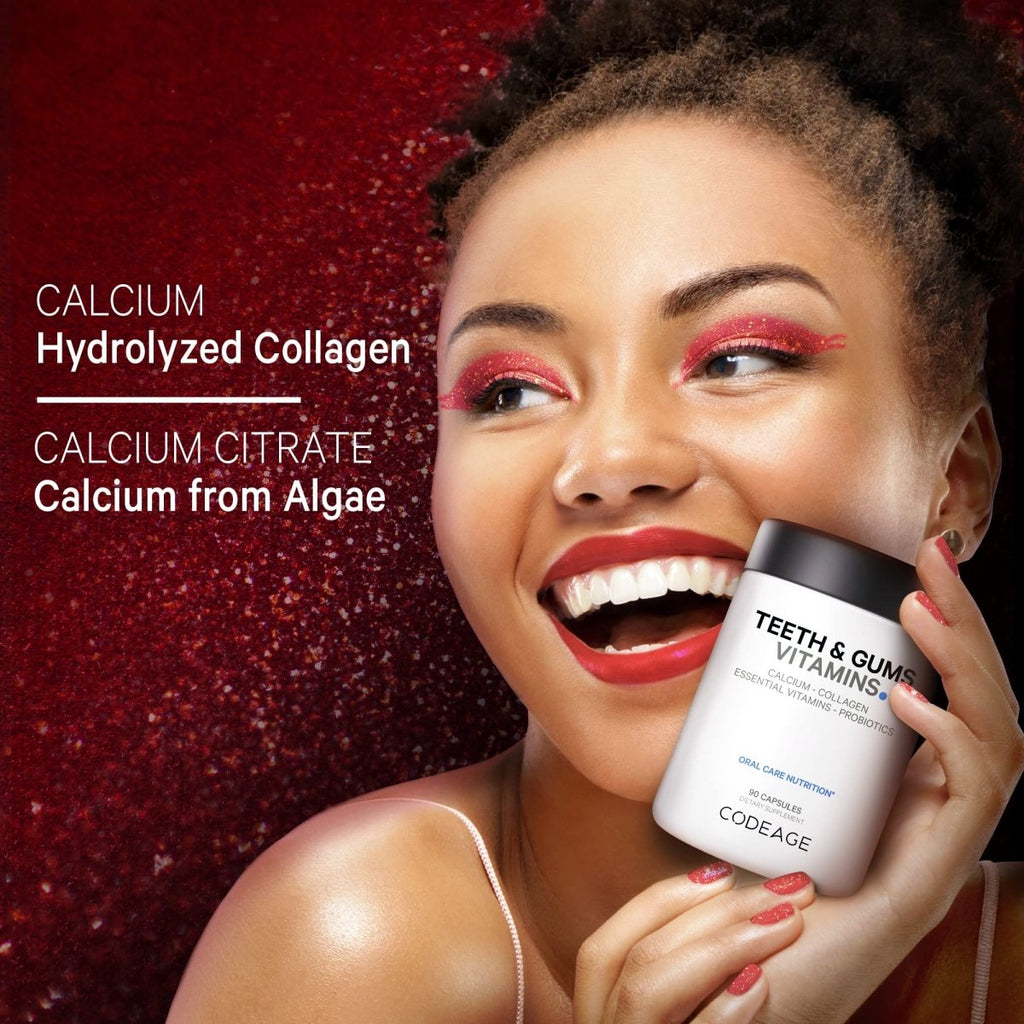 Codeage - Vitamines Dents & Gencives + Probiotiques Buccaux Complément Soin Bouche - 90 Capsules