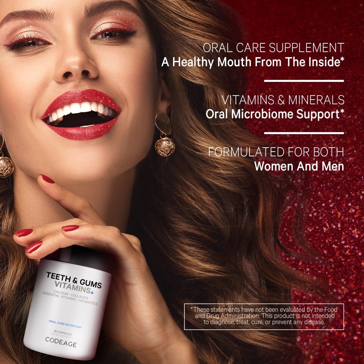 Codeage - Vitamines Dents & Gencives + Probiotiques Buccaux Complément Soin Bouche - 90 Capsules