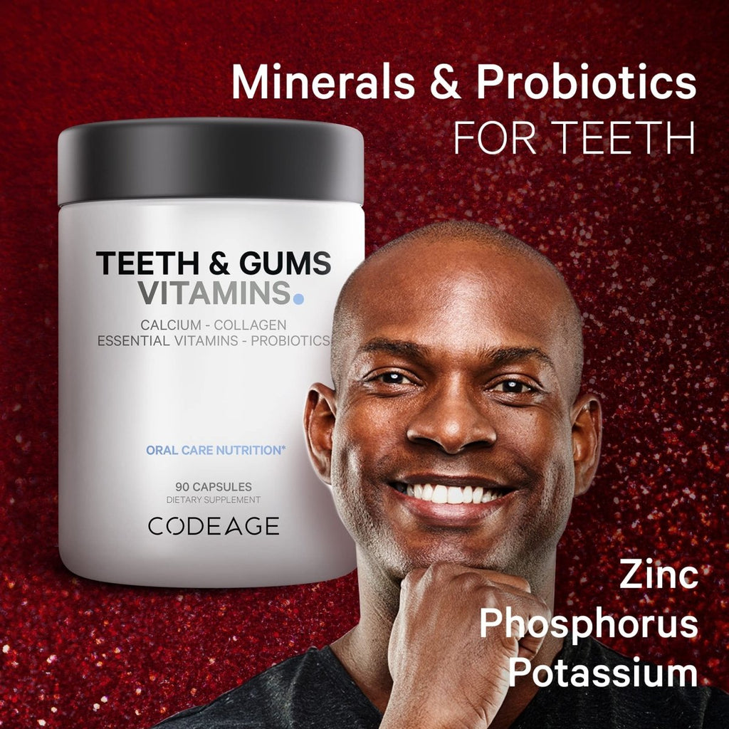 Codeage - Vitamines Dents & Gencives + Probiotiques Buccaux Complément Soin Bouche - 90 Capsules
