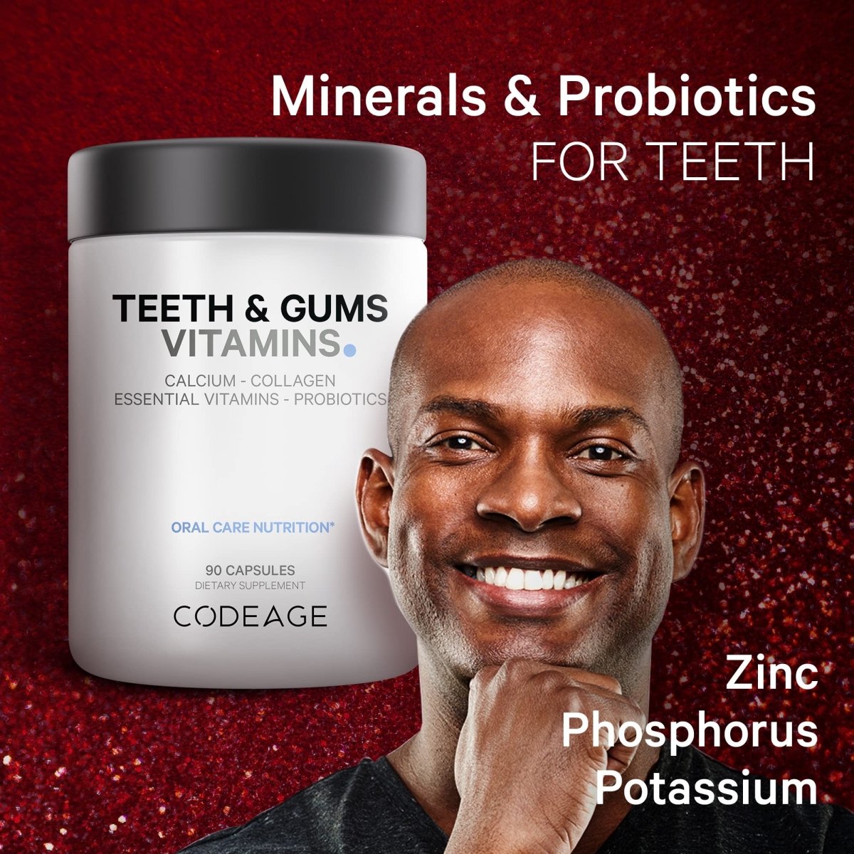 Codeage - Vitamines Dents & Gencives + Probiotiques Buccaux Complément Soin Bouche - 90 Capsules