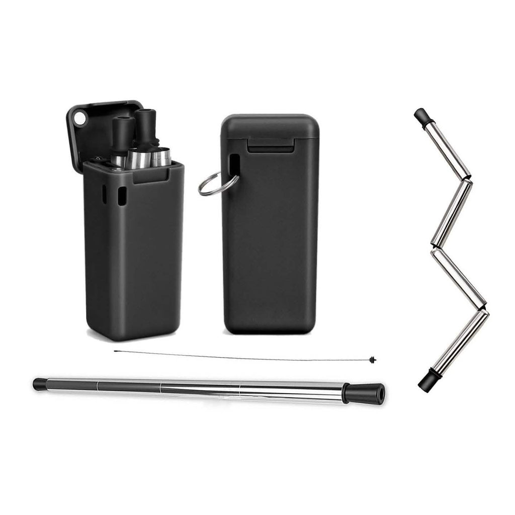 Paille à boire rétractable, portable et réutilisable en acier inoxydable avec étui