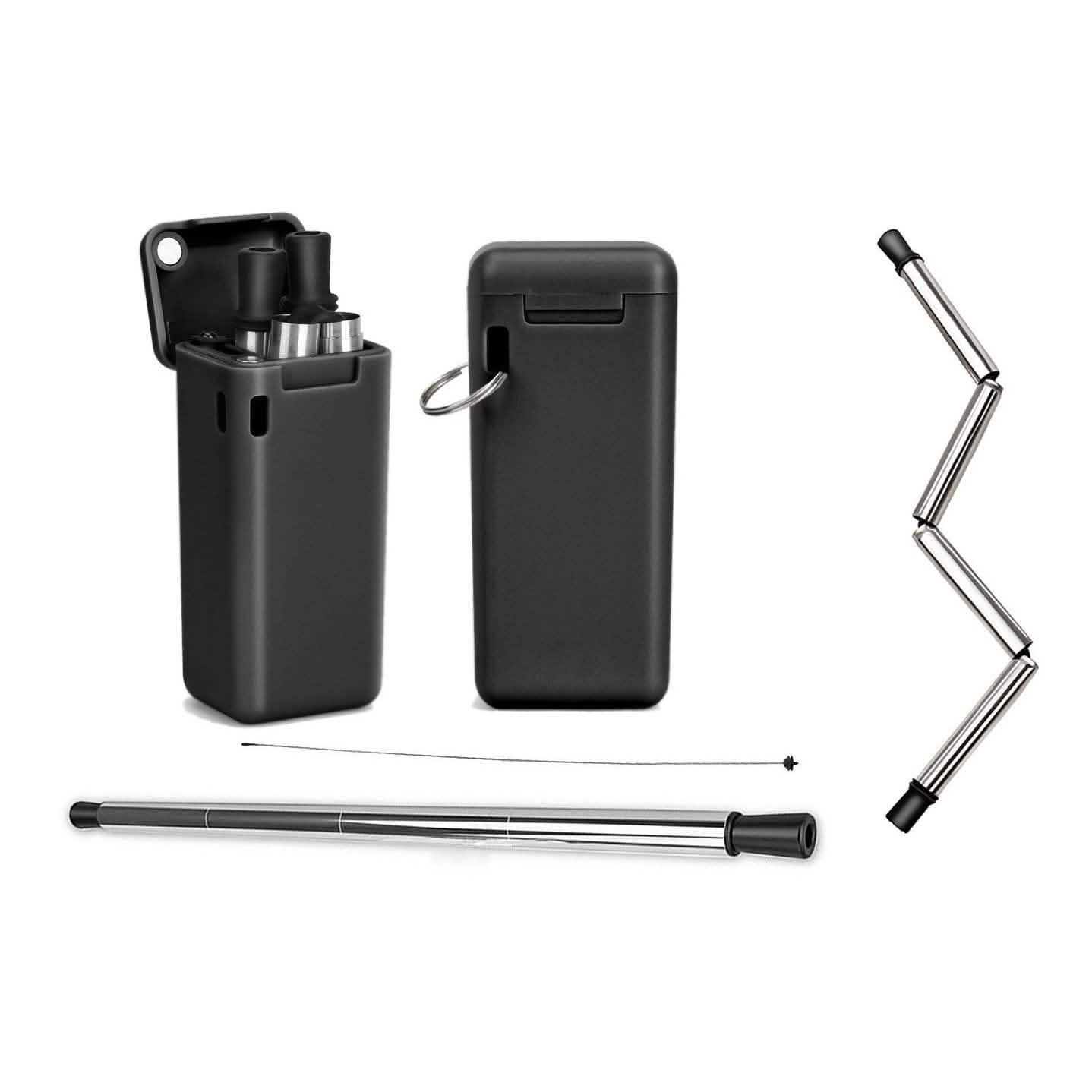 Paille à boire rétractable, portable et réutilisable en acier inoxydable avec étui