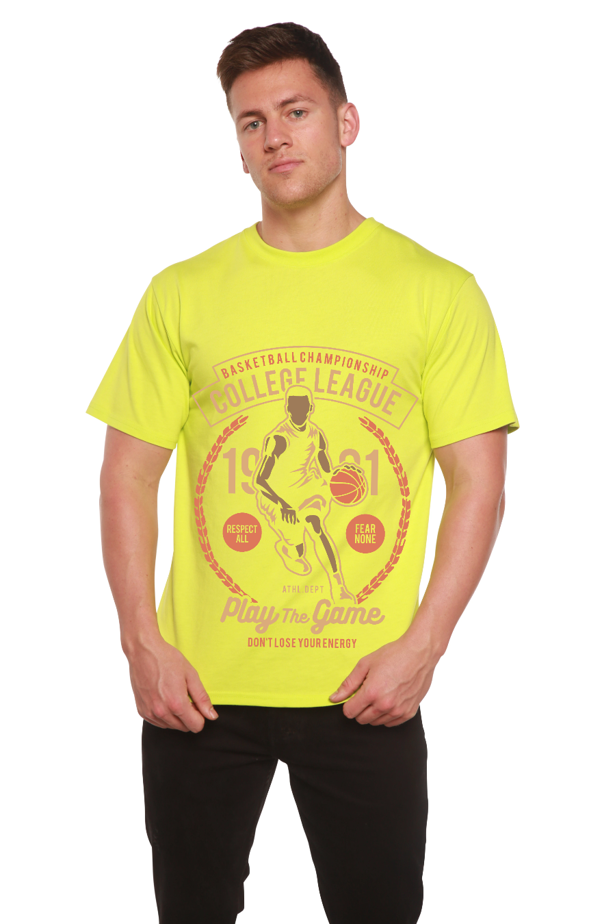 T-shirt graphique à manches courtes pour homme en viscose de bambou/coton biologique College League