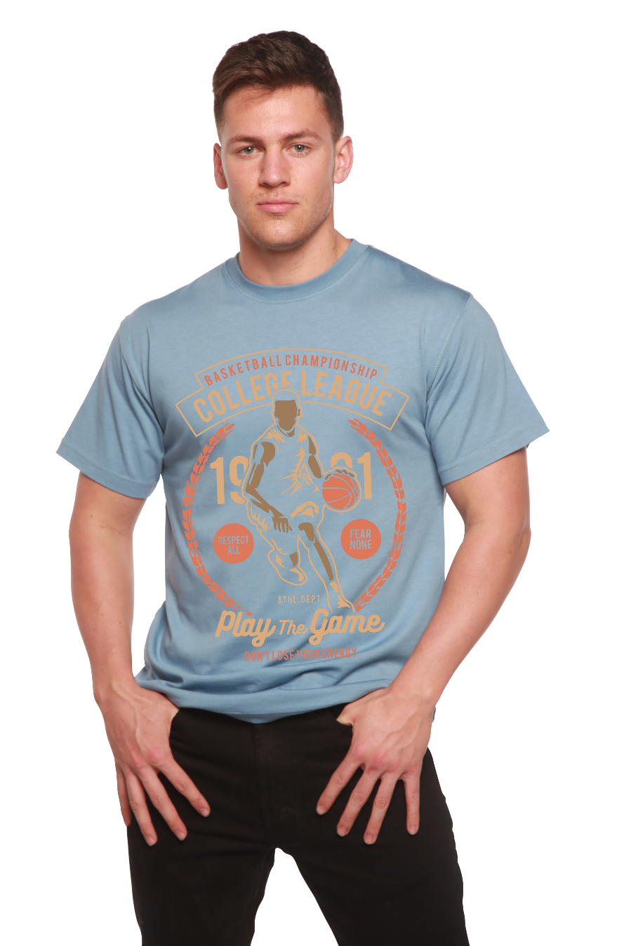 T-shirt graphique à manches courtes pour homme en viscose de bambou/coton biologique College League