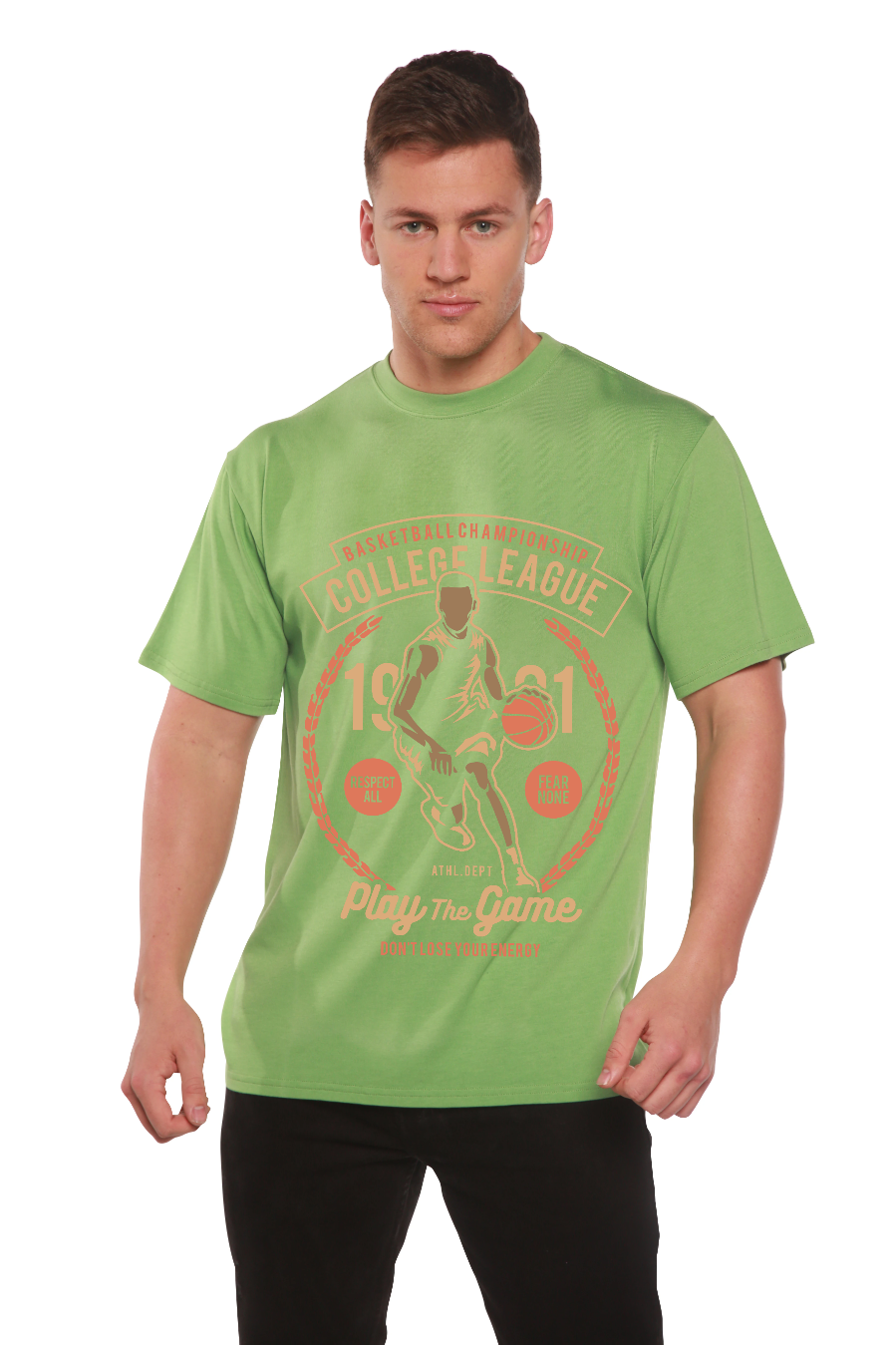 T-shirt graphique à manches courtes pour homme en viscose de bambou/coton biologique College League