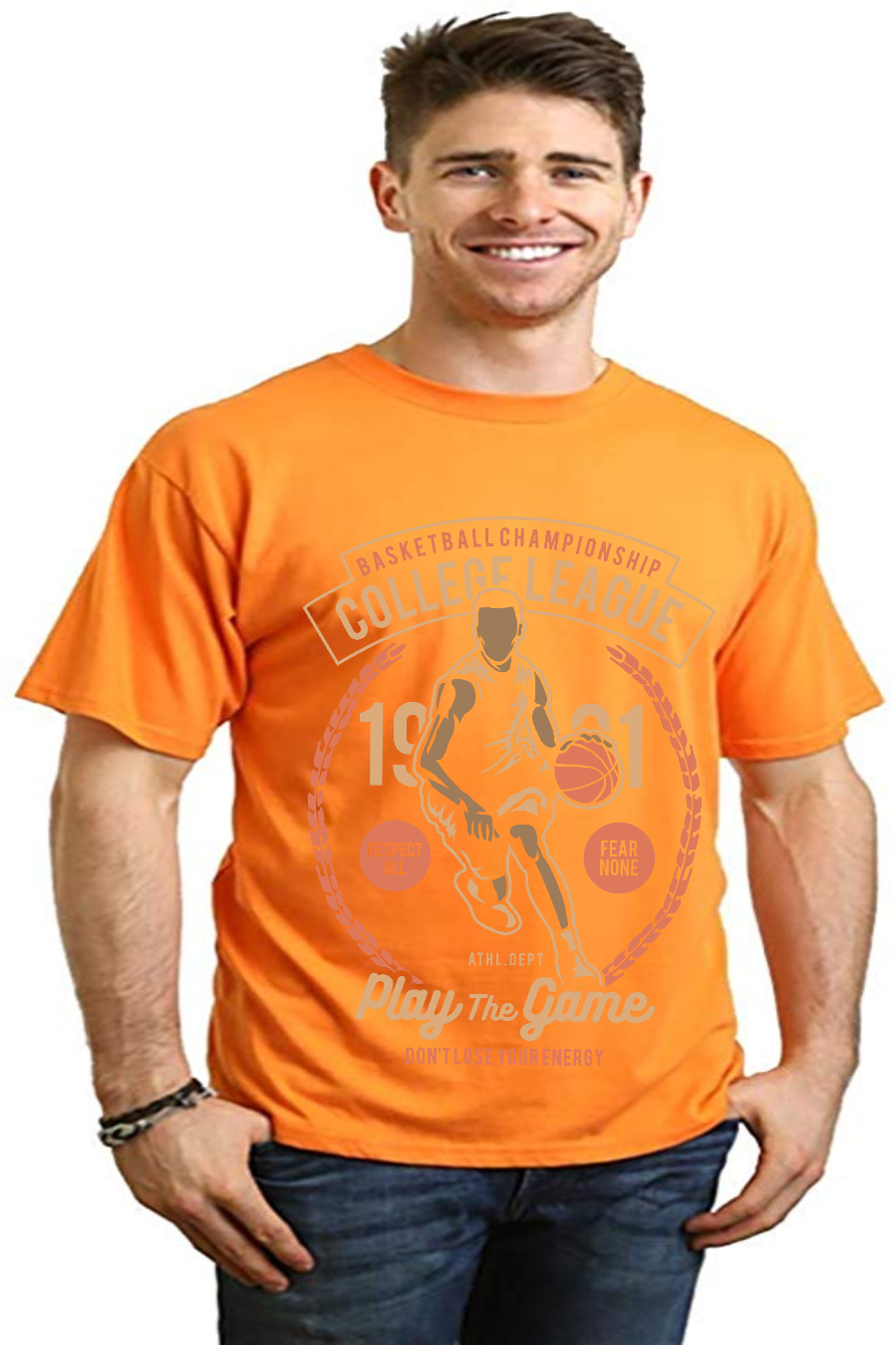 T-shirt graphique à manches courtes pour homme en viscose de bambou/coton biologique College League