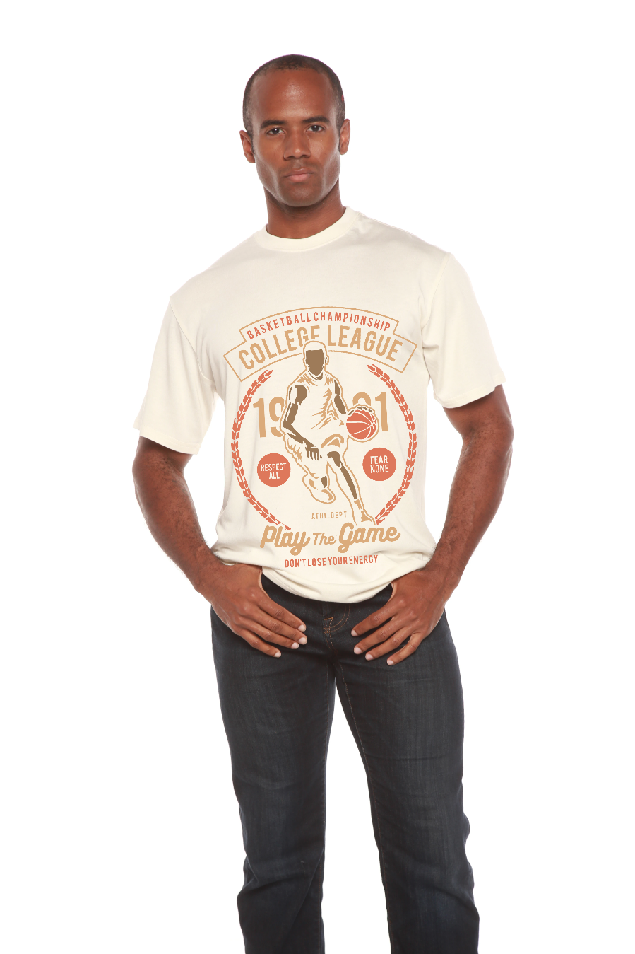 T-shirt graphique à manches courtes pour homme en viscose de bambou/coton biologique College League