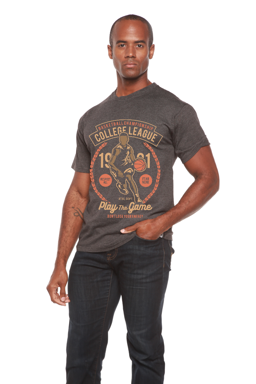 T-shirt graphique à manches courtes pour homme en viscose de bambou/coton biologique College League