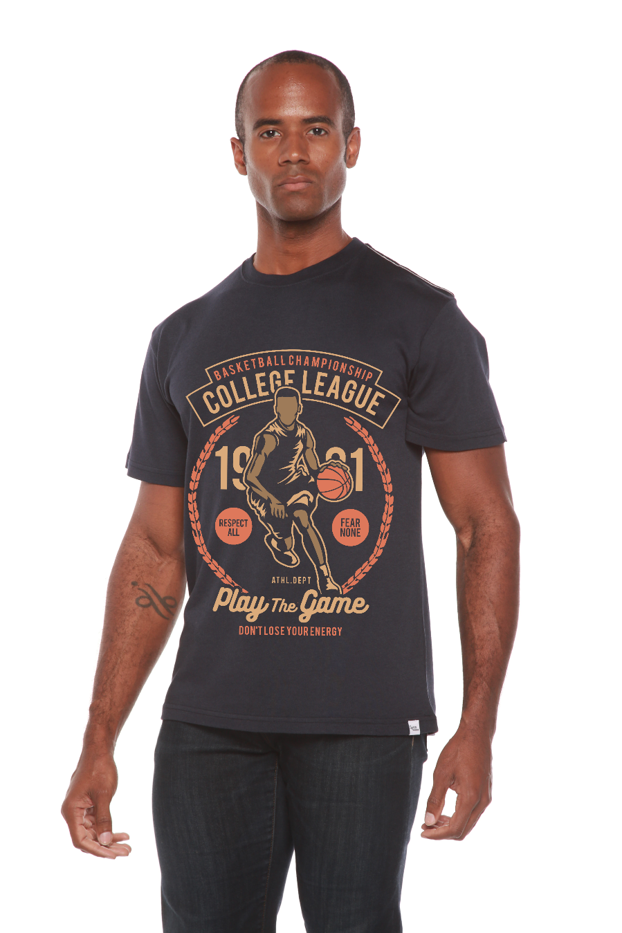 T-shirt graphique à manches courtes pour homme en viscose de bambou/coton biologique College League