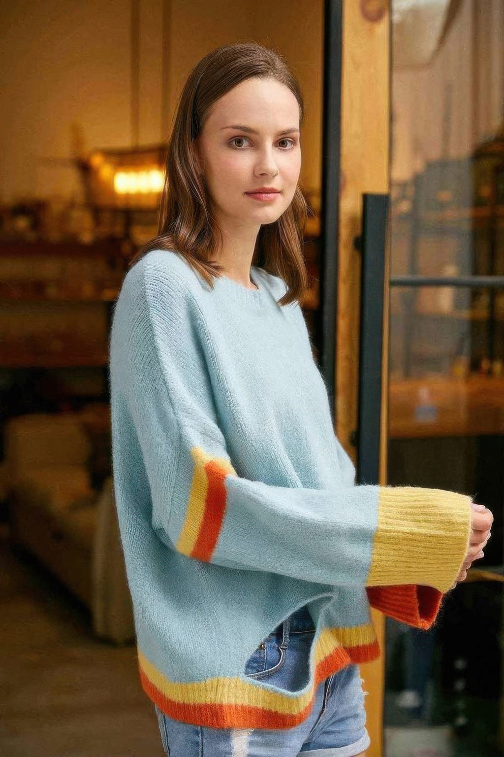 Chandail color block avec découpe