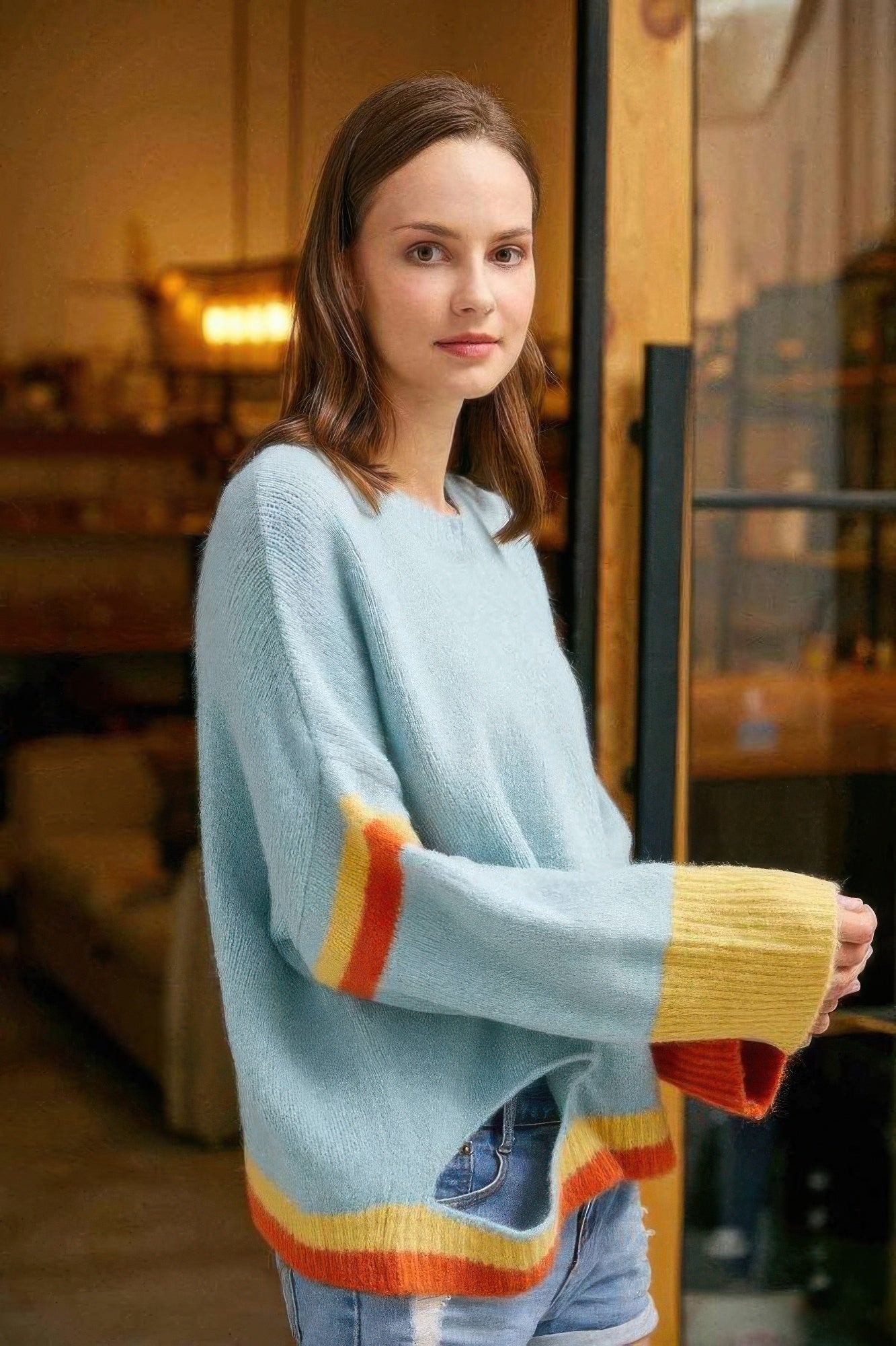 Chandail color block avec découpe