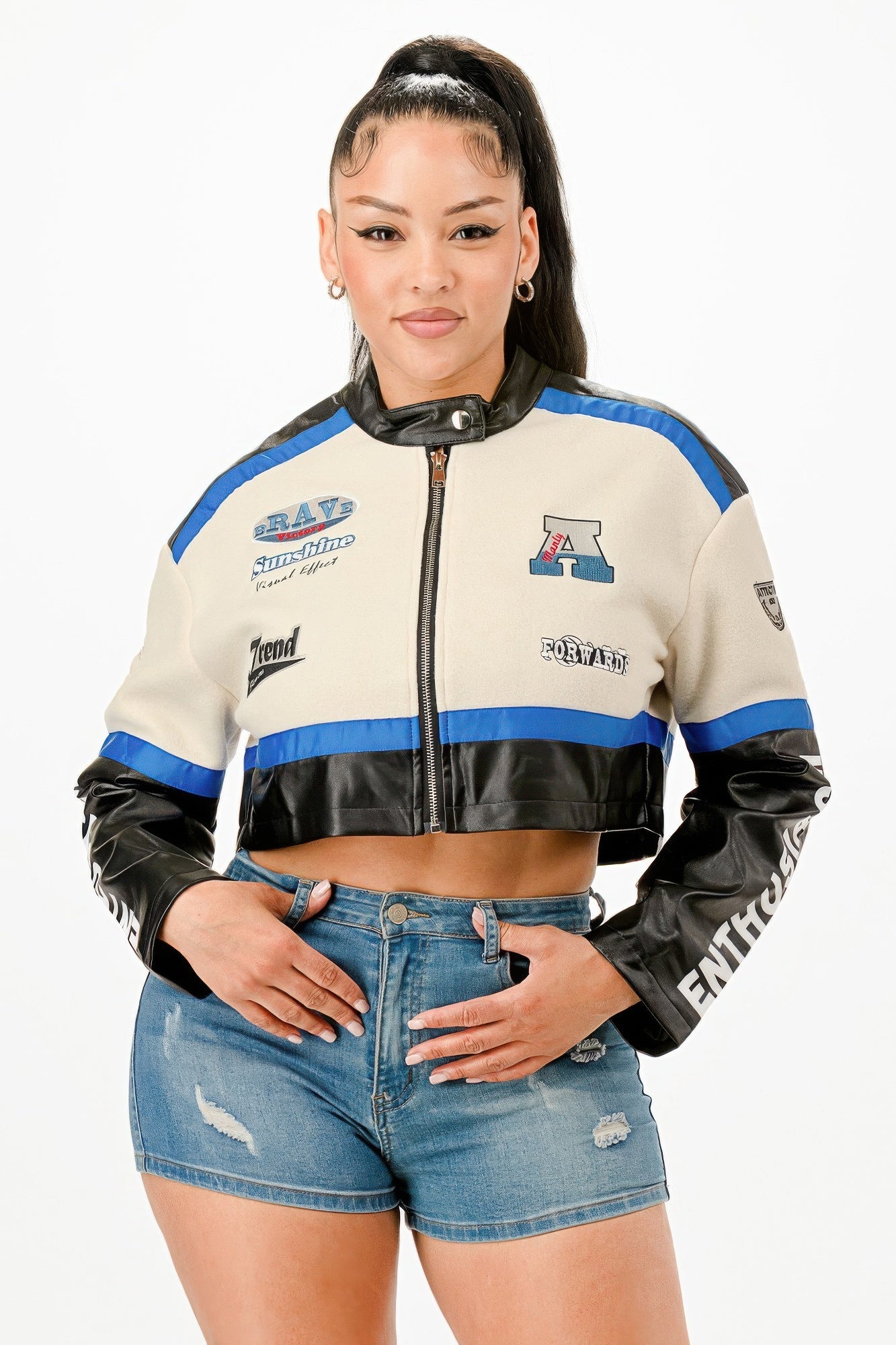 Veste courte colorblock