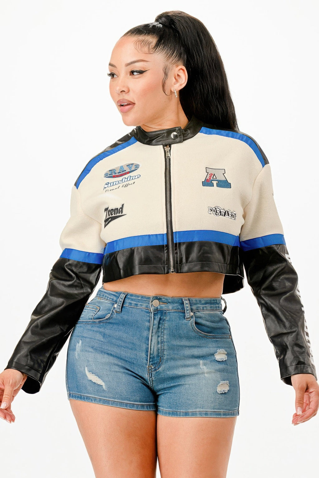 Veste courte colorblock