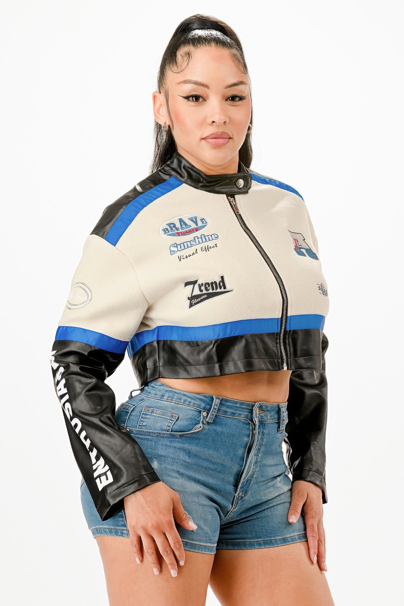 Veste courte colorblock
