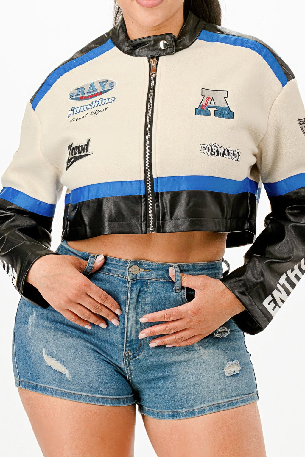 Veste courte colorblock