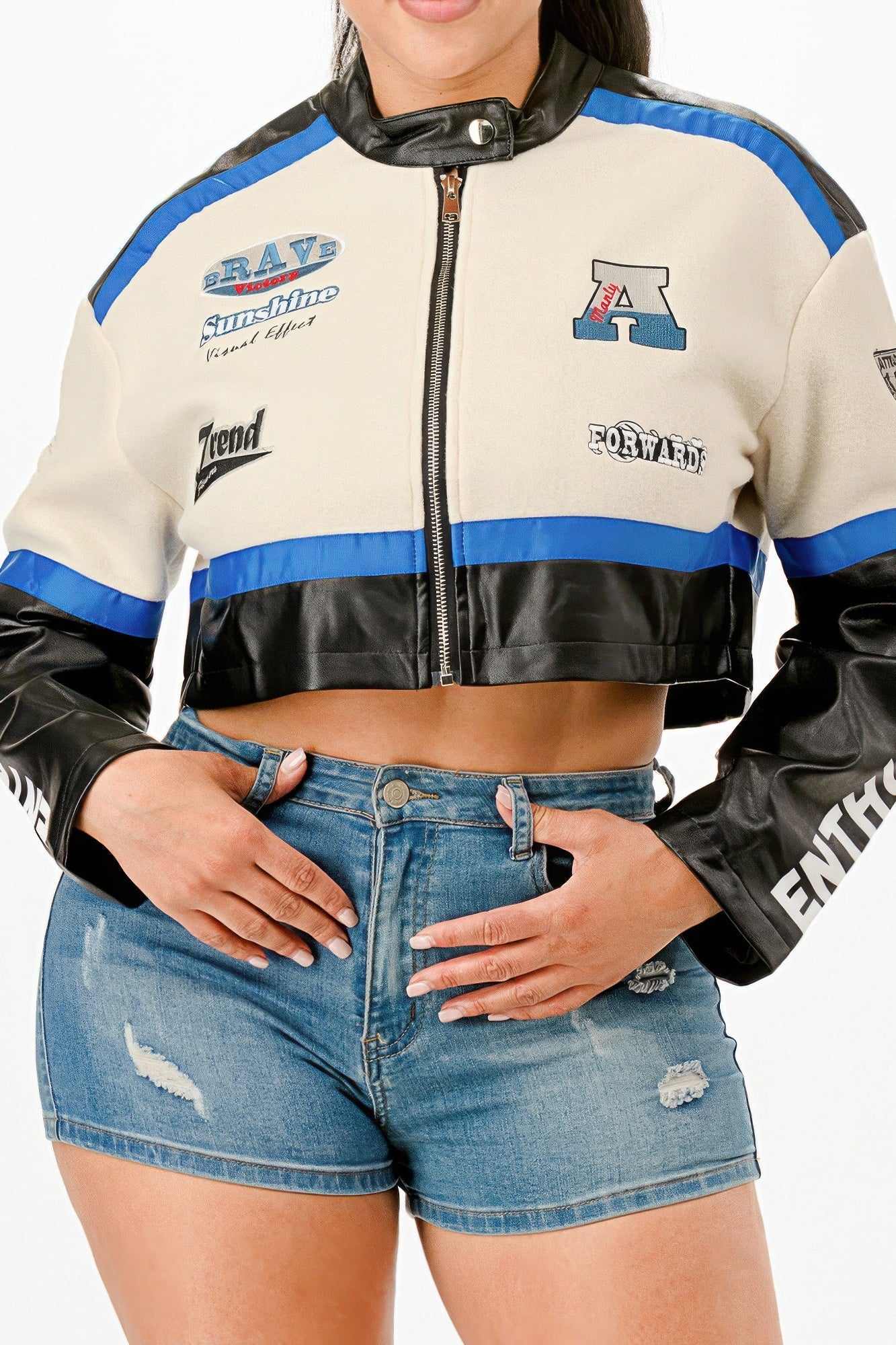 Veste courte colorblock