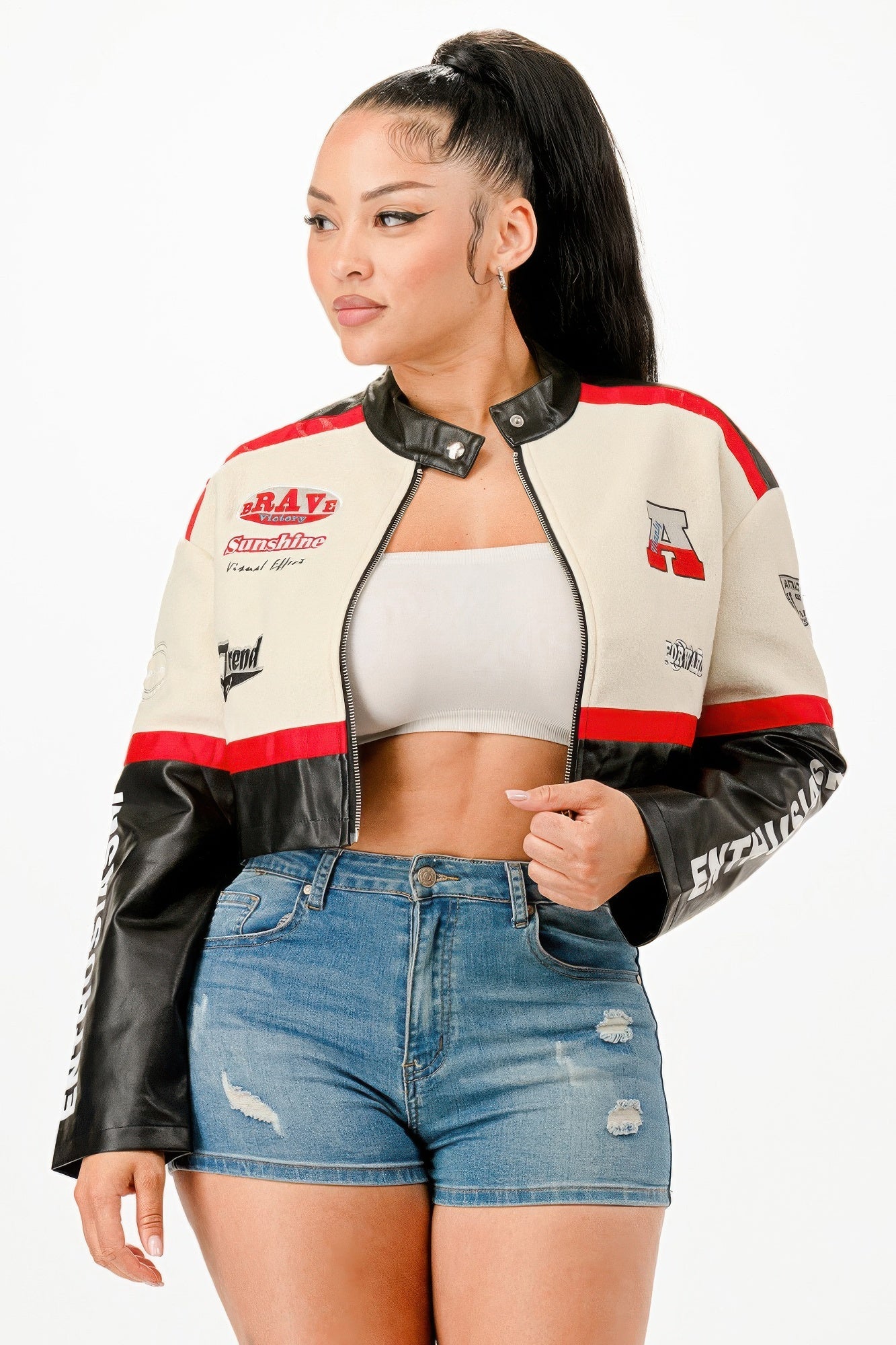 Veste courte colorblock