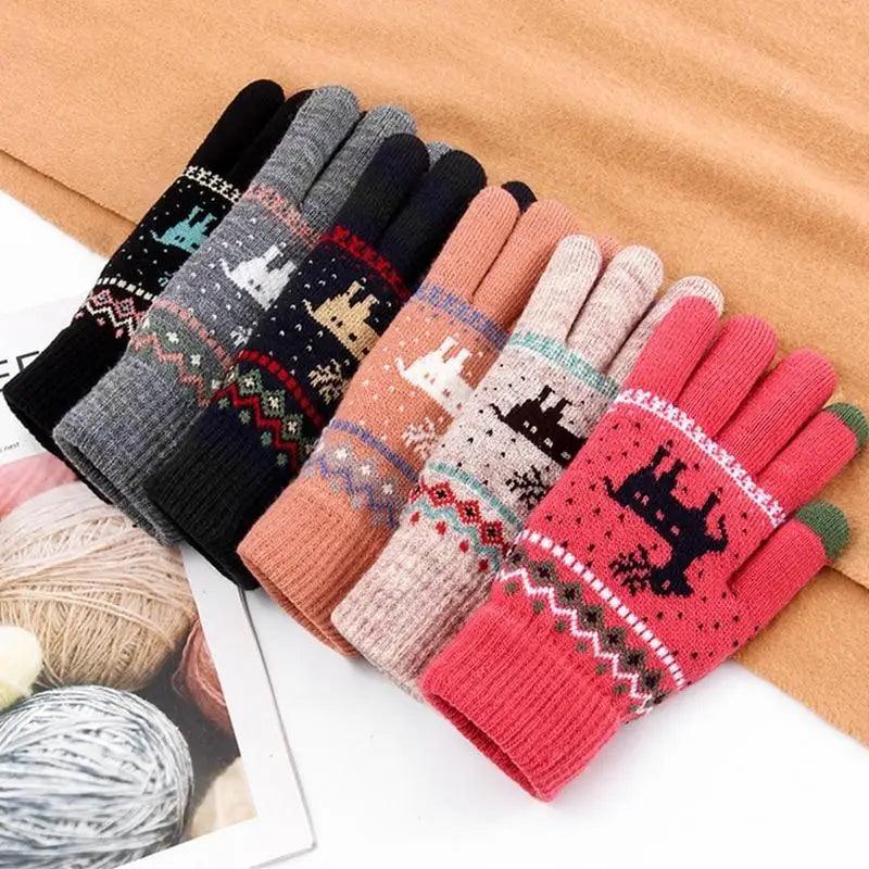Gants Chaleureux et Confortables Imprimés Cerf de Noël Coloré pour Hommes et Femmes - Mignons Gants Mi-saison Doux à Doigts Complets Design Unisexe Élégant
