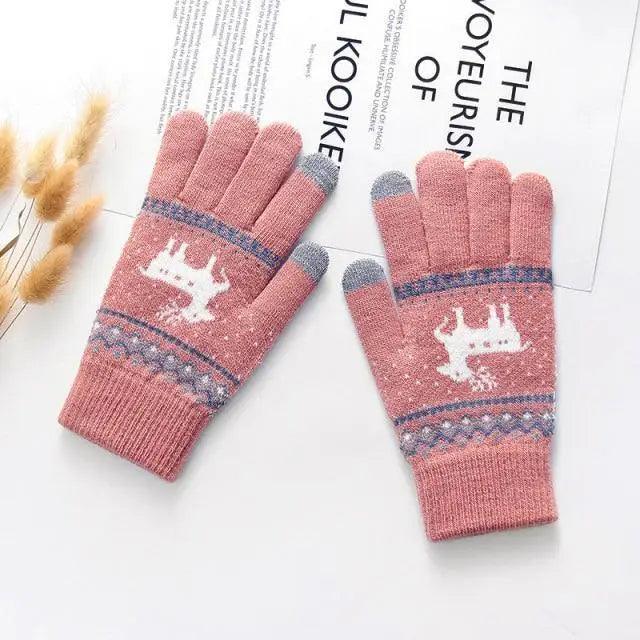 Gants Chaleureux et Confortables Imprimés Cerf de Noël Coloré pour Hommes et Femmes - Mignons Gants Mi-saison Doux à Doigts Complets Design Unisexe Élégant