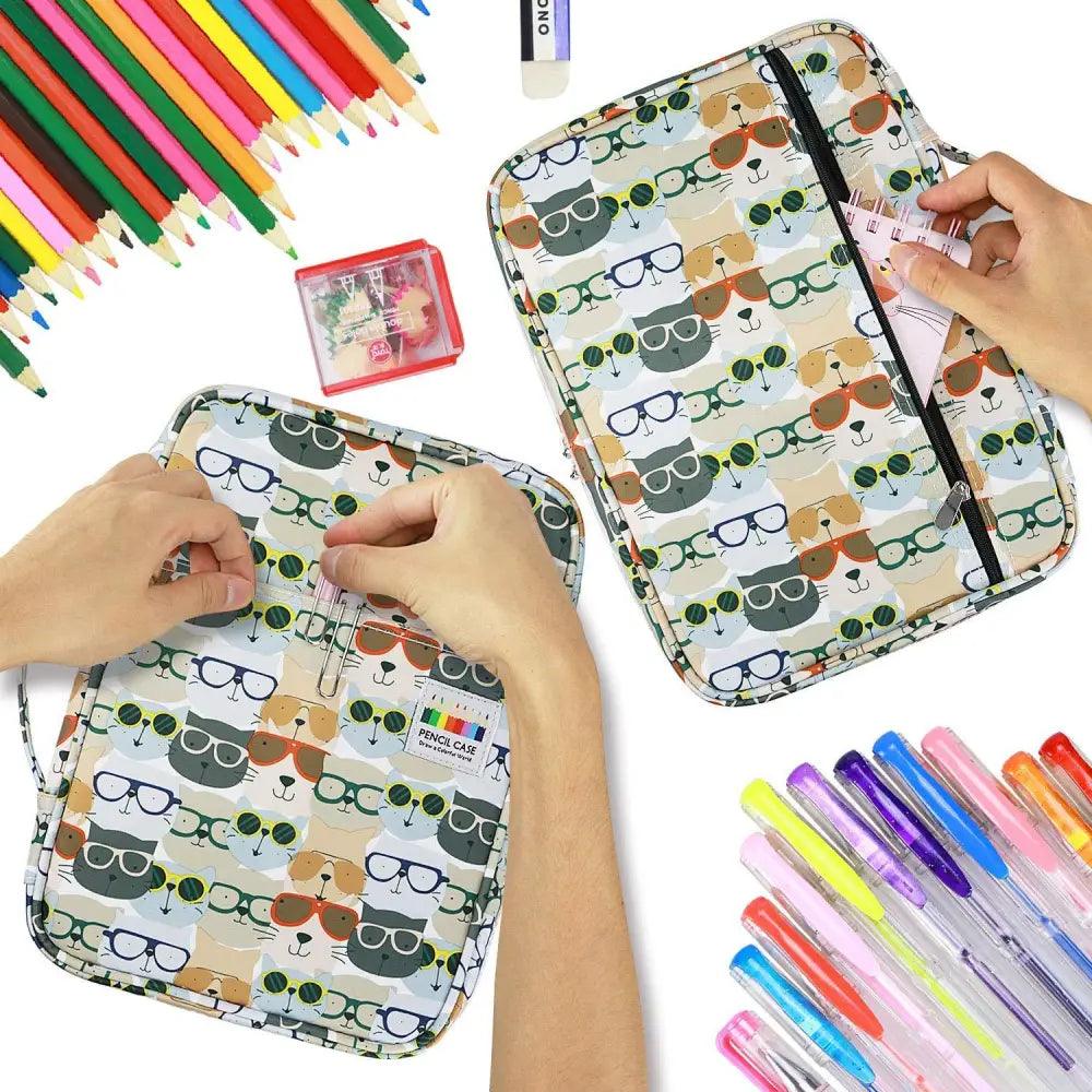 Trousse à Crayons Grande Capacité Colorée Organisateur Portable Multicouche Grande Trousse
