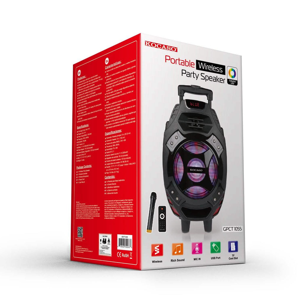 Enceinte de soirée portable sans fil à LED colorées