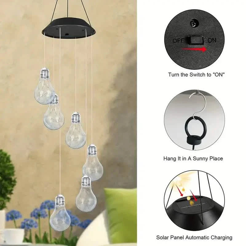 Carillons éoliens solaires lumineux pour l'extérieur