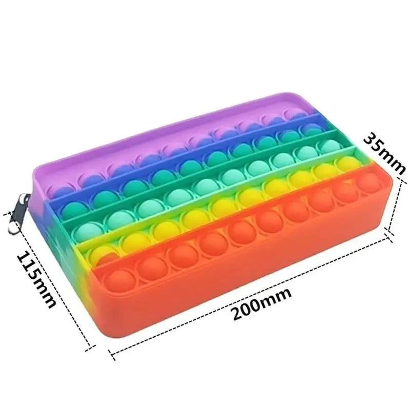Trousse Souple Anti-Stress Pop It Colorée pour Étudiants, Étui Scolaire aux Couleurs de l'Arc-en-Ciel