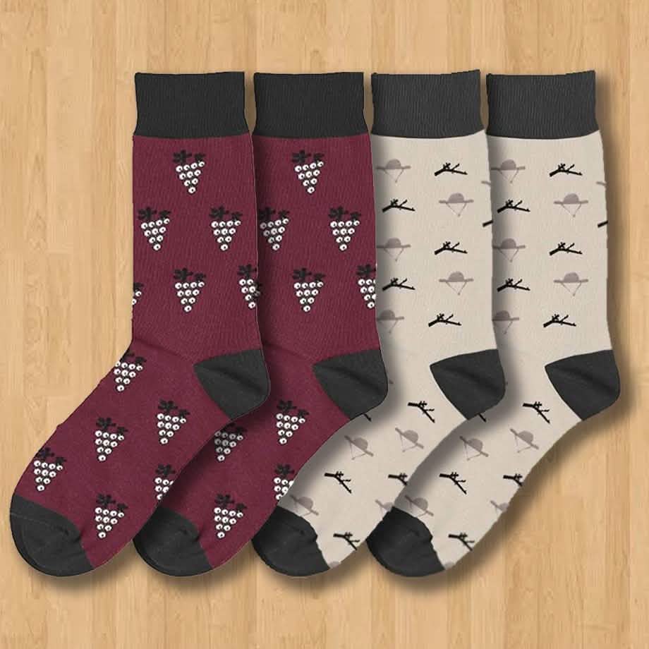 Chaussettes montantes décontractées en coton peigné – Motifs assortis