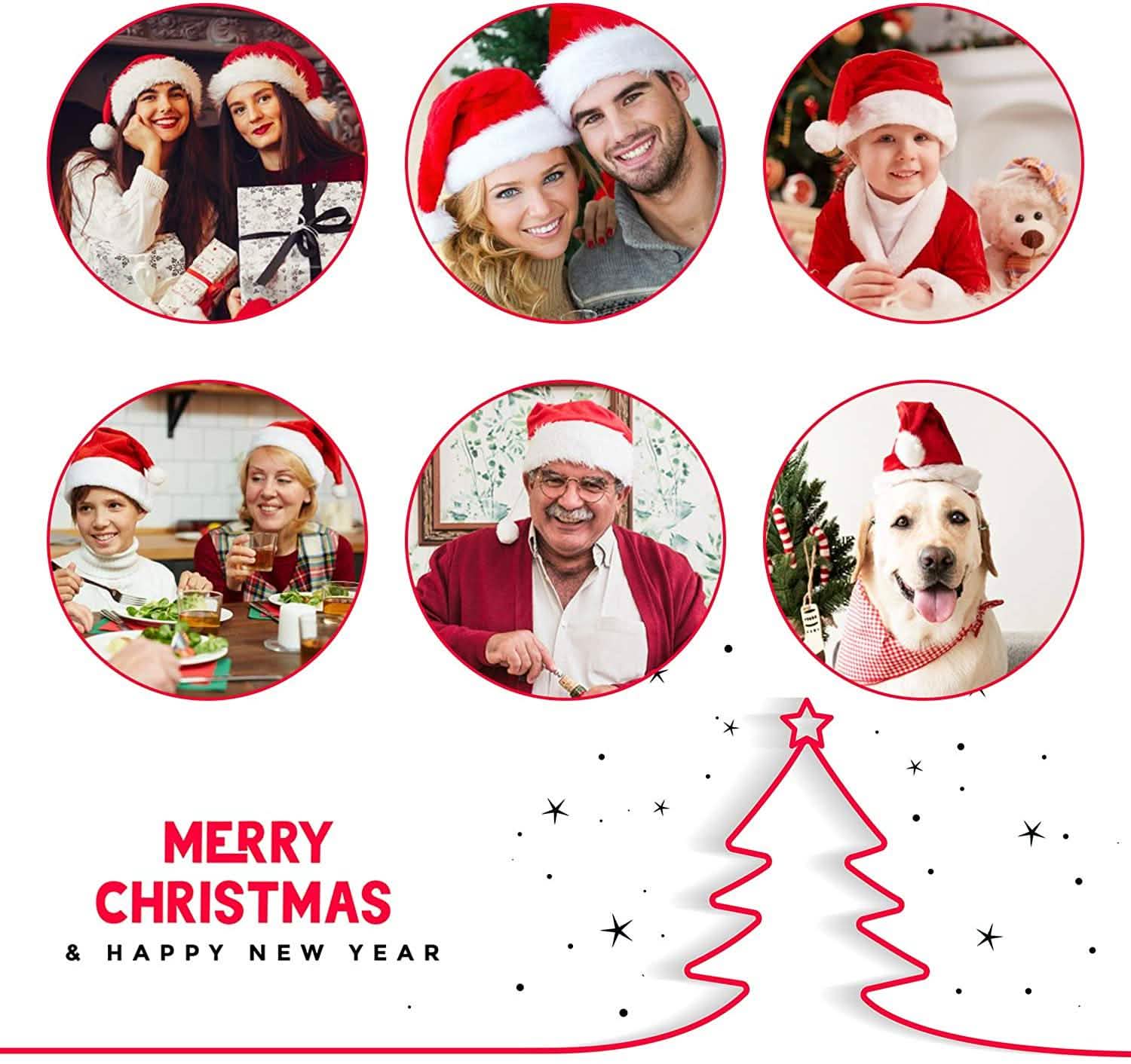 Bonnets de Noël confortables, fourrure classique ultra épaisse