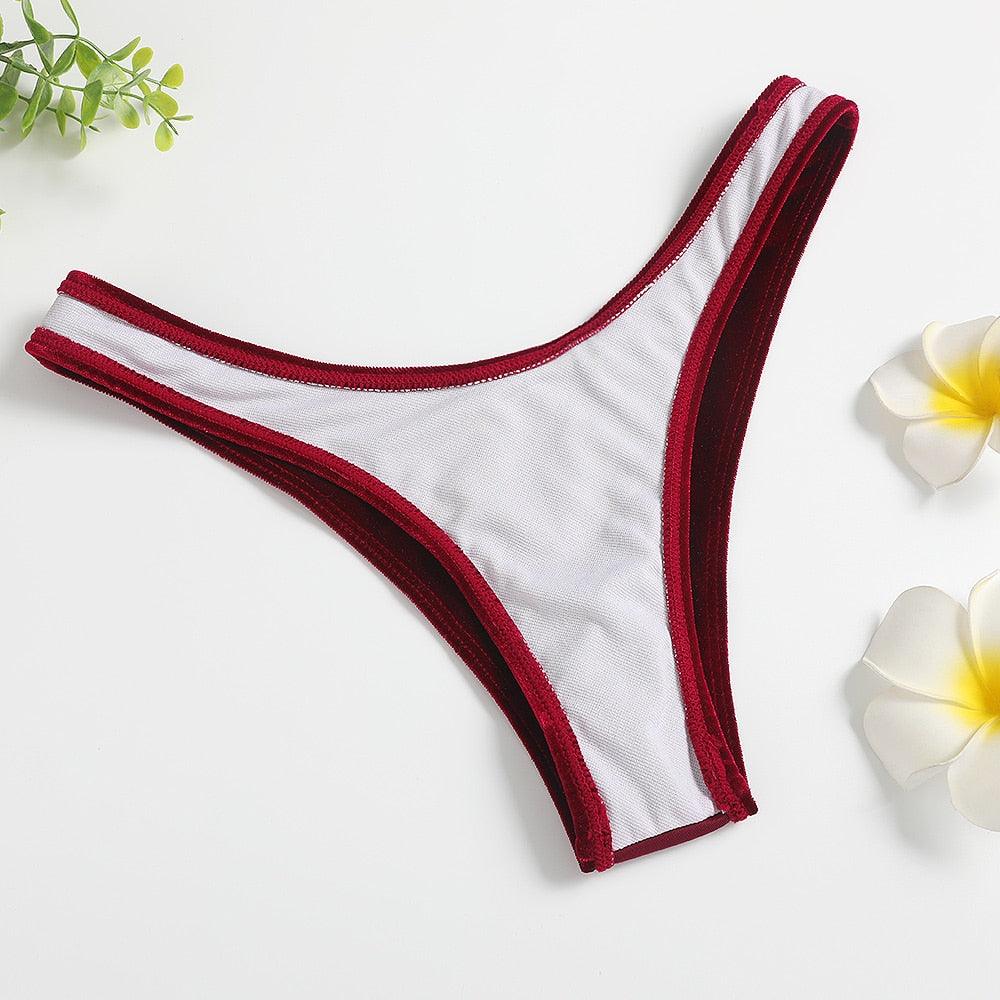 Maillot de bain confortable pour femmes, bikini en velours, ensemble de bikini, maillot de bain, maillot de bain uni, violet, 2 pièces, maillot de bain féminin, tenue de plage d'été