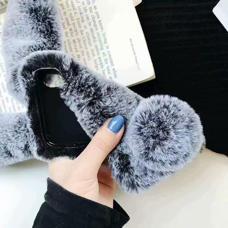 Coque de téléphone souple et légère en forme de lapin mignon et poilu, pour iPhone 12 mini 11 Pro Max, XS MAX XR, Cadeaux pour filles