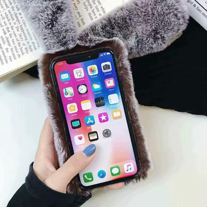 Coque de téléphone souple et légère en forme de lapin mignon et poilu, pour iPhone 12 mini 11 Pro Max, XS MAX XR, Cadeaux pour filles