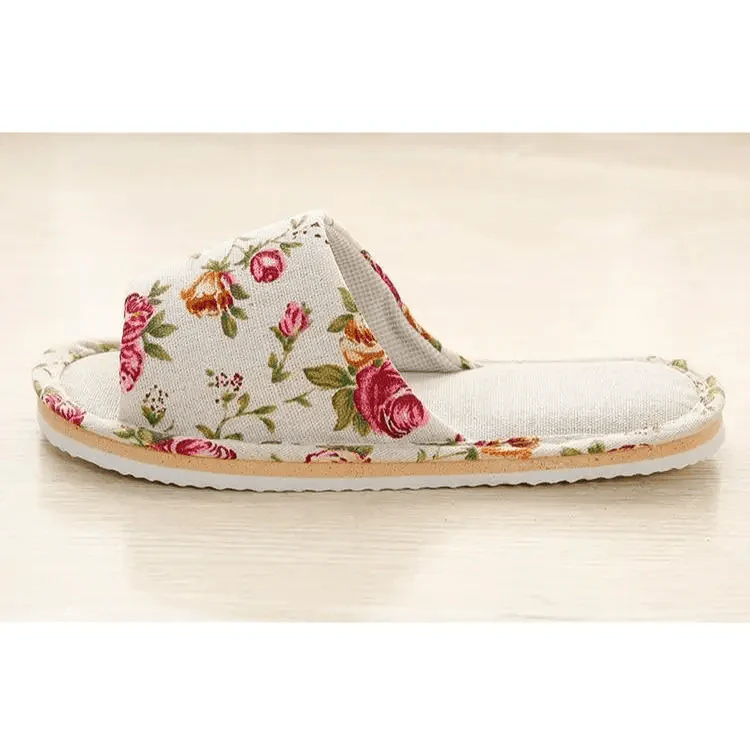 Pantoufles confortables et élégantes à motif floral pour femme, légères, printemps automne, tongs classiques pour chambre, pantoufles pliables pour femme
