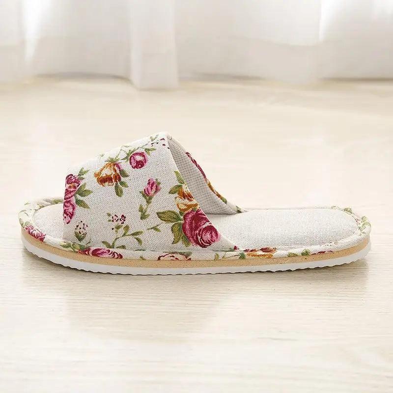Pantoufles confortables et élégantes à motif floral pour femme, légères, printemps automne, tongs classiques pour chambre, pantoufles pliables pour femme