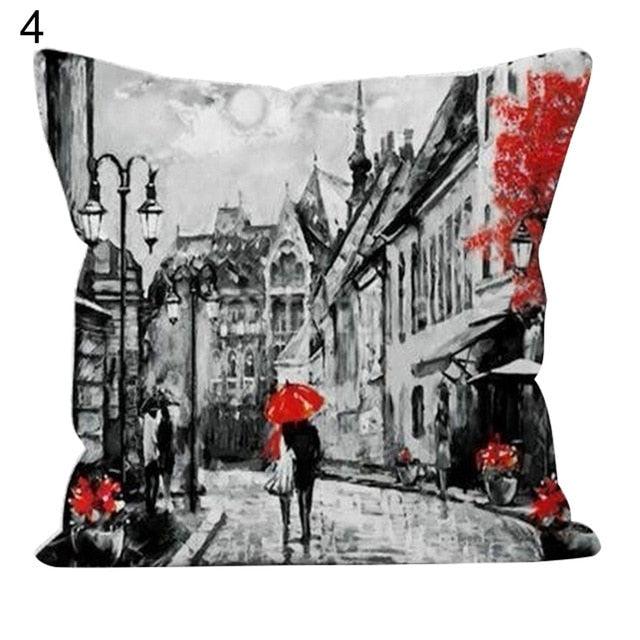 Taie d'oreiller confortable Tour Eiffel Couple romantique Taie d'oreiller Saint-Valentin Housse de coussin couple romantique s'embrassant sous la Tour Eiffel et Big Ben Housse de coussin décorative Taie d'oreiller décorative