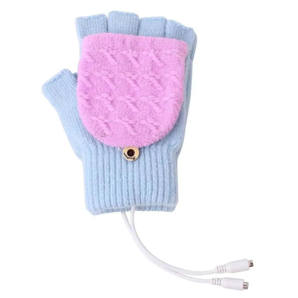 Gants d'hiver chauffants USB confortables et chauds, chauffe-mains, mitaines sans doigts, demi-gants chauffants électriques doux pour ordinateur portable, chauffe-mains doux