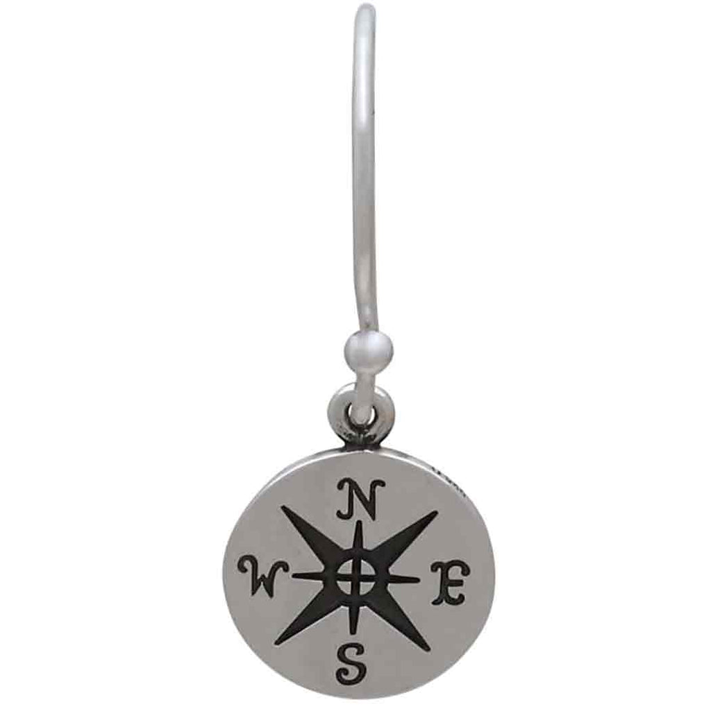 Boucles d'oreilles pendantes boussole en argent sterling