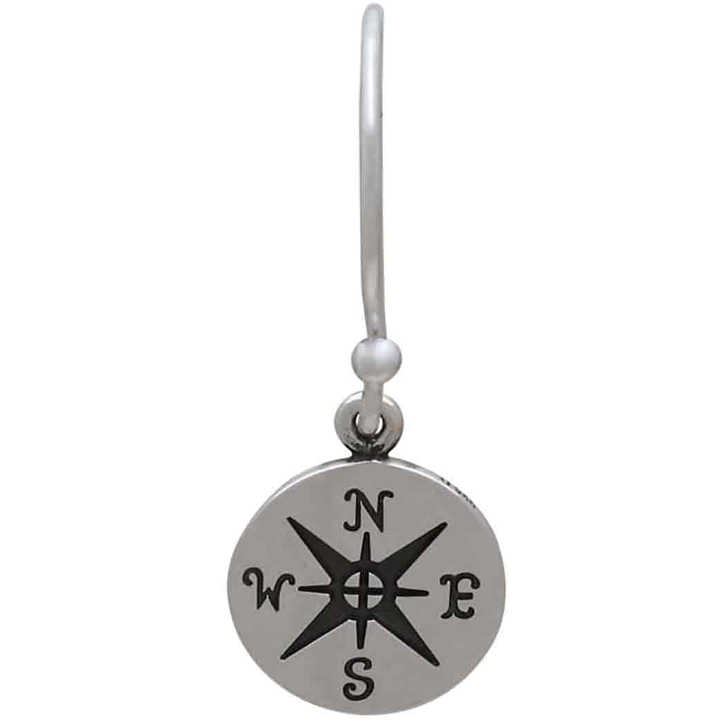 Boucles d'oreilles pendantes boussole en argent sterling