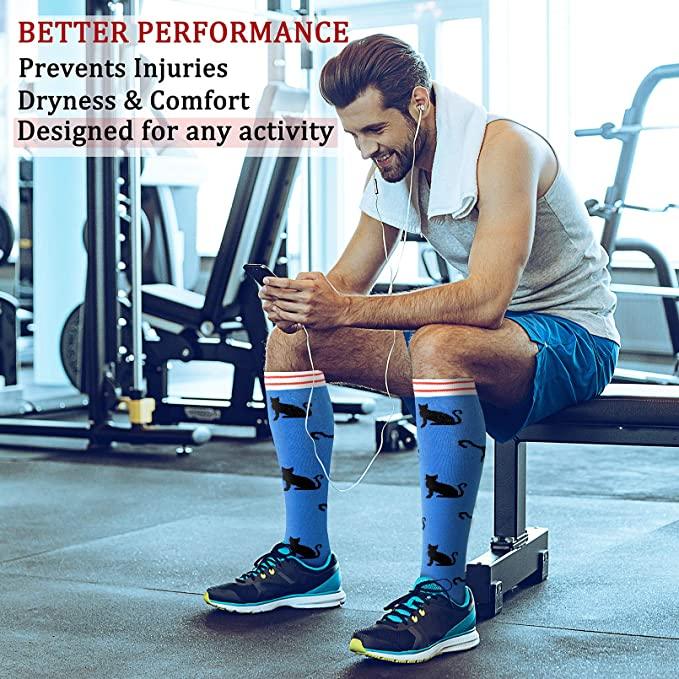 Chaussettes de compression athlétiques graduées respirantes pour infirmiers et infirmières, idéales pour la course à pied, les sports de plein air et la randonnée pour hommes et femmes