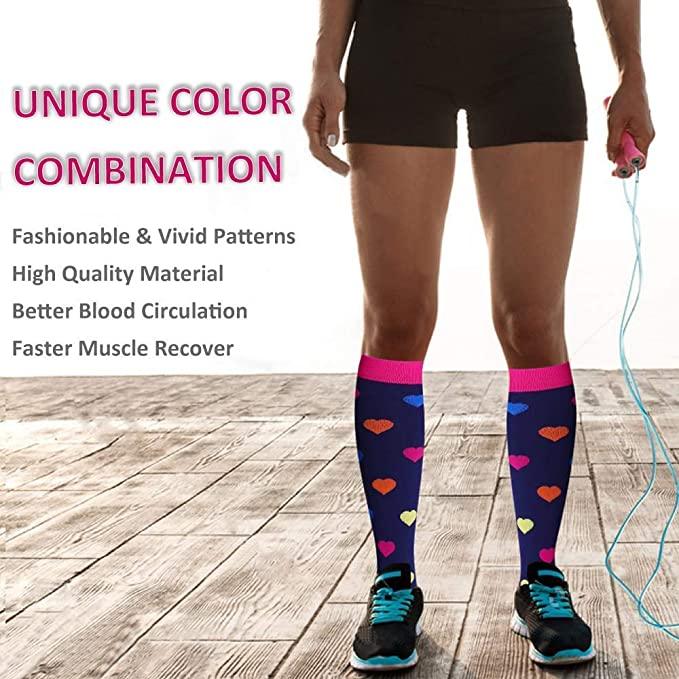 Chaussettes de compression athlétiques graduées respirantes pour infirmiers et infirmières, idéales pour la course à pied, les sports de plein air et la randonnée pour hommes et femmes