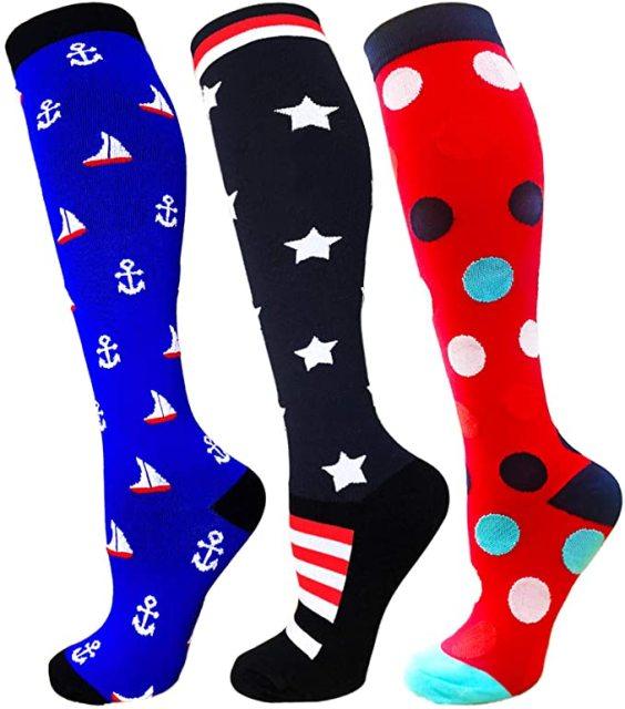 Chaussettes de compression athlétiques graduées respirantes pour infirmiers et infirmières, idéales pour la course à pied, les sports de plein air et la randonnée pour hommes et femmes