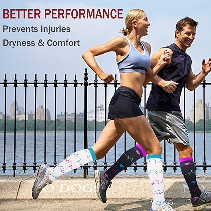 Chaussettes de compression athlétiques graduées respirantes pour infirmiers et infirmières, idéales pour la course à pied, les sports de plein air et la randonnée pour hommes et femmes