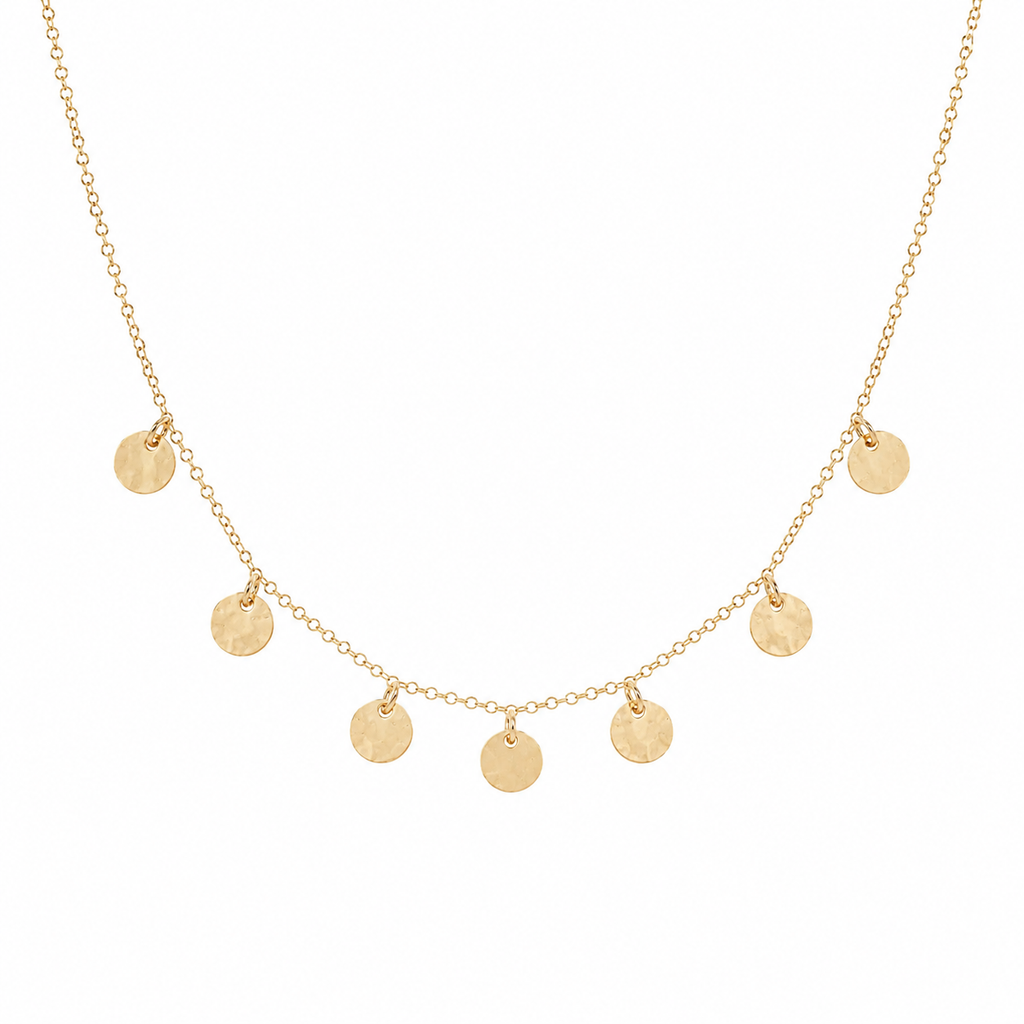 Collier à Disques Confettis | Argent Sterling ou Plaqué Or | Collier de 45 cm