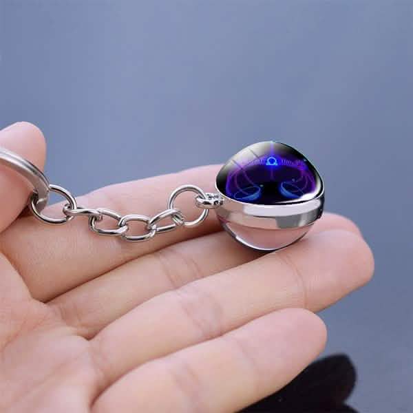 Porte-clés boule de verre cabochon double face Constellation