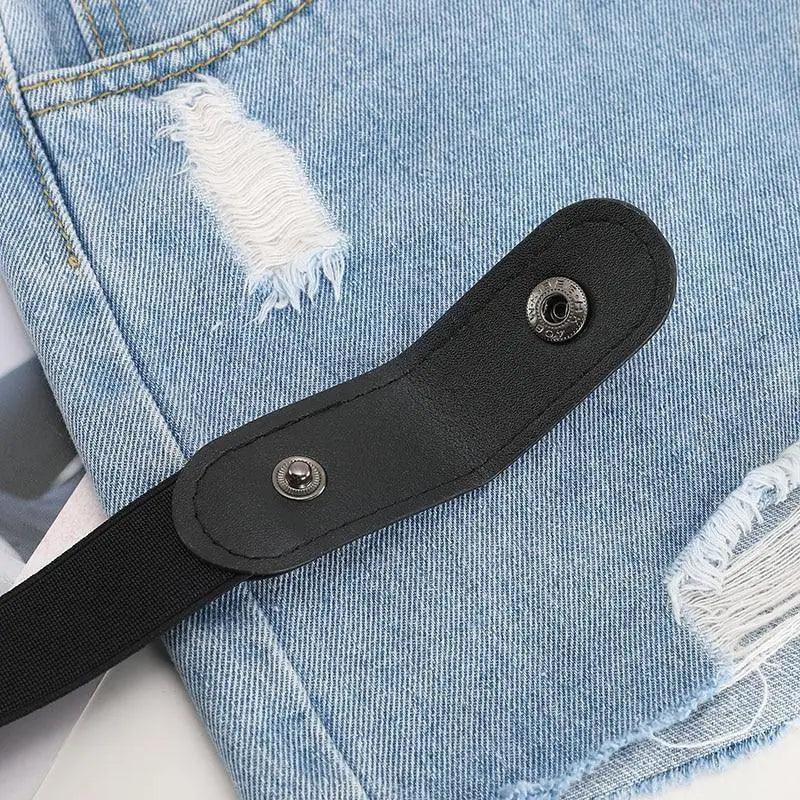 Ceinture élastique sans boucle, style unisexe, sans boucle, à la mode pour hommes et femmes, ceinture extensible noire simple, invisible pour jeans, pantalons, robes.